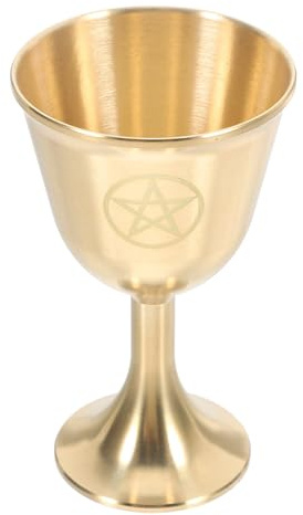 NUOBESTY Calice En Laiton Massif Pentagramme Grand Modèle, Gobelet Médiéval à Eau Rituel Païen, Coupe à Vin Ésotérique Pour Autel Et Cérémonie Spirituelle, Décoration Vintage Mystique