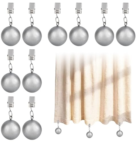 Umllpet Lot de 10 Poids de Nappe 66g Extra Lourds, Boules en Acier Inoxydable avec Clip Anti-Rayure, Poids Anti-Vent pour Pique-Nique, Rideaux Déco et Drapeaux d’Événements