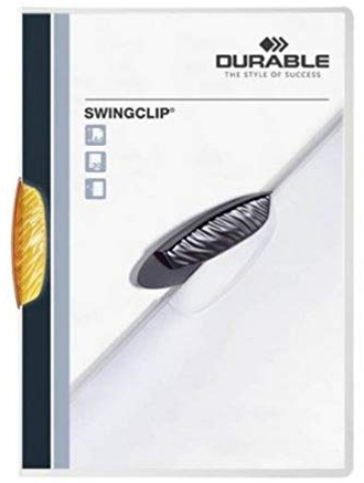Durable 226009 Klämmapp Swingclip®, orange, 25 stycken | Elegant klämhäftapparat av PP, sidomonterad plastklämma, för upp till 30 ark, dokumentmapp