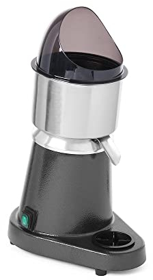 HENDI Exprimidor de cítricos, eléctrico, protección contra salpicaduras, 1500 rpm, 3 conos exprimidores ABS diferentes, 230V, 180W, 308x218x(463), acero inoxidable, policarbonato, plástico ABS