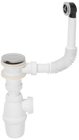 Wirquin SP50199 Ensemble lavabo siphon et bonde Quick-clac avec trop plein, Blanc
