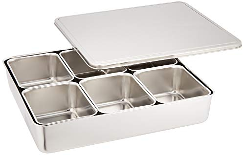 遠藤商事 SA 18-8 Puresuyakumi 6 Pack AYK11006 (Japan Import, Silver, Minimalist Stainless Steel Spice Containers, 6ヶ入, 13 x 11.2 x 2.4)
