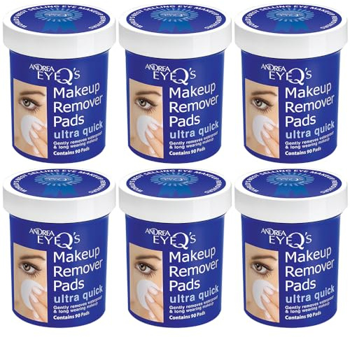 Andrea Eye Q's Ultra Quick Eye Makeup Remover Pads, 90-Count (Pack of 6)