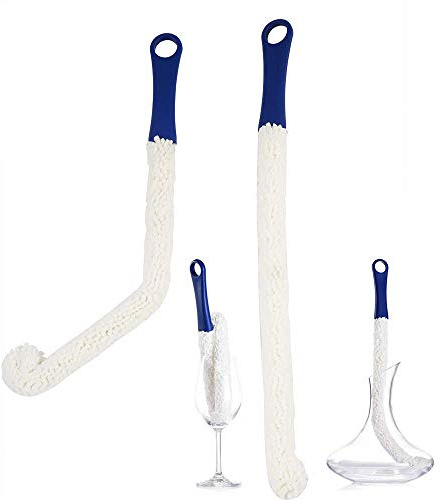 LJDJ Bottle Cleaning Brush 2 Pack, Flexible Scourer for Decanters Glasses