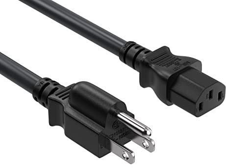 Cable Leader 1ft 14AWG Computer Power Cord, NEMA 5-15P to IEC C13 AC Power Cable, Heavy Duty 3-Prong Replacement Power Cord for PC, Monitor, Printer, Server & TV - Black