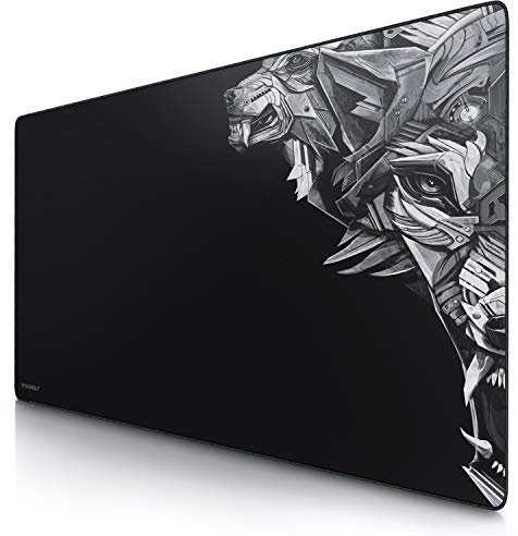 CSL - Übergröße Mauspad Gaming Titanwolf 1200x600mm - XXXL Mousepad groß mit Motiv - Tischunterlage Large Size - verbessert Präzision und Geschwindigkeit - XXL z.B. für Logitech Maus und Tastatur