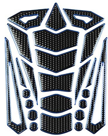 Qiilu Motorcycle Tank Protector, Motorcycle Tank Pad Gas Oil Fuel Tank Pad Decal Tank Protector Motorcycle Stickers for Honda/Yamaha/Suzuki/Kawasaki (Black Blue Border)