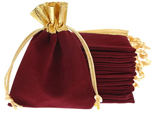 Tomedeks 20PCS Bolsa de terciopelo Bolsa de joyería Bolsa con cordón Bolsitas Para Regalos Saquitos De Tela Bolsas Tela Pequeñas Bolsa De Franela Bolsa De Terciopelo 7 x 9 cm (Red 2)