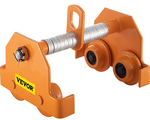 VEVOR Laufkatze, 5 Tonnen Tragkraft, Rollfahrwerk mit 114-203 mm verstellbarer Breite, pulverbeschichteter Handfahrwerk mit Doppelrädern, Garagenhebebühne für gerade, gebogene I-Träger