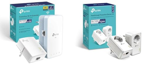 TP-Link TL-WPA1000 KIT Adaptateur réseau CPL 1000 Mbit/s Ethernet/LAN WiFi & CPL 1000Mbps avec 1 Port Gigabit et Prise Intégrée Type F, Boitier CPL Kit de 2
