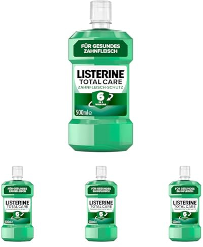 LISTERINE Total Care Zahnfleisch-Schutz (500 ml), schützende Mundspülung gegen Zahnfleischprobleme mit 6 in 1 Wirkung, antibakterielles Mundwasser stärkt die Zähne, bis zu 24h frischer Atem