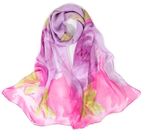Lamca Chiffon Scarf - Ladies Scarves Lightweight Floral Print Scarf for Women UK