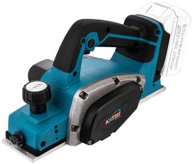 KATSU FIT-BAT Cepillo Eléctrico Inalámbrico 21V Sin Escobillas 82mm para Madera, Profundidad de Viruta 2mm, Placa de Suela de Aluminio con 3 Ranuras en V, Cuchillas Extra, Sin Batería