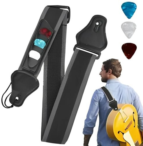 RAXLUPO Tracolla per chitarra intrecciata regolabile con 3 plettri per chitarra Tracolla per Chitarra con estremità in pelle chitarra western chitarra acustica e basso