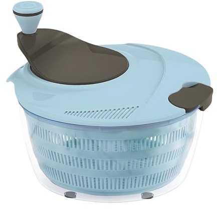 Fruit spinner Kitchen salad tool Salad Spinner Doubled Rain Holes, Lettuce Dryer For Washing, Drainage, And Dehydrating Greens, Fruits, And Vegetables Nordic Blue Salad Dehydrator,Blue