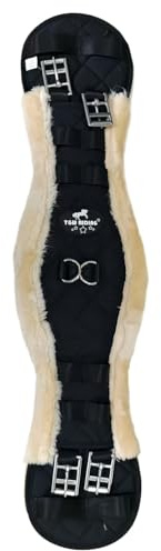 TGW RIDING Sottopancia da dressage in pelle di pecora con fibbie in acciaio inox, trapuntata, 50 cm, colore: nero