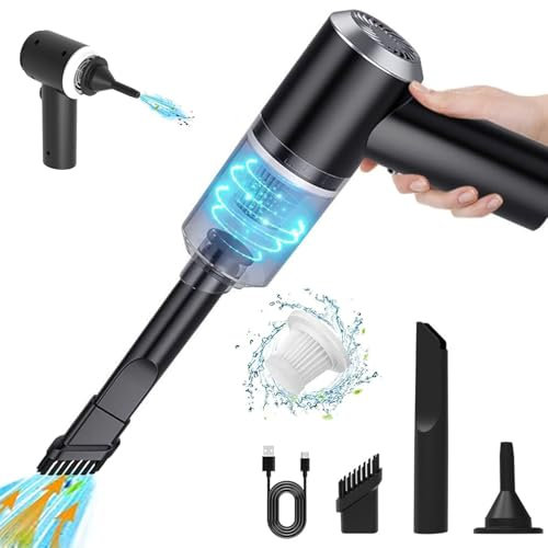 Handstaubsauger, 8000PA Handstaubsauger Akku Autostaubsauger Kabellos, Mini-Tragbarer Wiederaufladbarer Staubsauger Akku, 2-In-1 Staubsauger & Gebläse, für den Auto, Haus, Büro