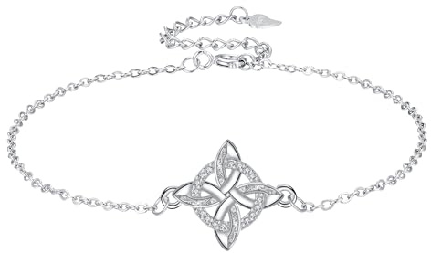 Yinsen Pulsera Nudo de Bruja Plata de Ley 925 Mujer Pulsera Joyas Mujer Regalos para Esposa Mamá Novia en Cumpleaños Navidad Aniversario día de San Valentín