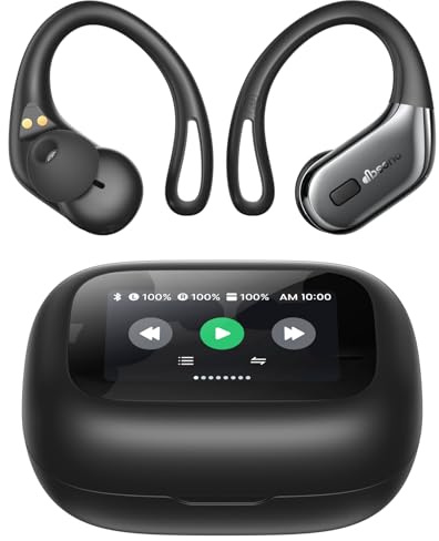 Wireless Earbuds Sports Bluetooth Headphones: Sweatproof & Waterproof, 40H Playtime Stereo Deep Bass Over Ear Buds with Earhooks, Easy Button Controls, Secure Fit Earphones for Gym Running Workout