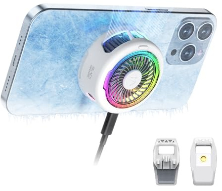 Black Shark FunCooler 5 Enfriador Magnético para Teléfonos Móviles para Juegos, Ventilador Portátil con luz RGB, Radiador para Teléfonos Móviles iPhone Magnetic Series/Android/tabletas/iPad (Blanco)