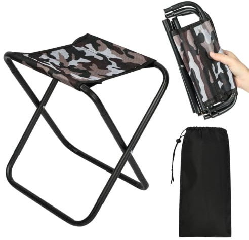 OFFCUP Sgabello Pieghevole Mini Sedia Pieghevole Mini Sgabello Pieghevole Sedile Piccolo Pieghevole Sgabello da Pesca Sgabello da Campeggio per viaggio Escursionismo Giardino con borsa portaoggetti