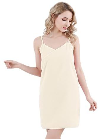 Aurafly Asciugamano da Bagno Indossabile Asciugamano Abito con Spalline Asciugatura Rapida Abito da Bagno Accappatoio Sauna Kilt per Doccia, Spa, Spiaggia (Beige, 75 x 150 cm)