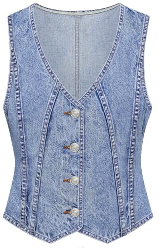 LYHIPSS Denim Vest Women Jean Vest Tops for Women Cropped Sleeveless Denim Tops Summer Outfit Jean Top Blue M