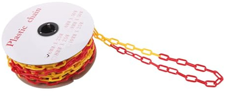 Amosfun Cadena de Plástico para Conos de Tráfico 6 Mm, Barrera de Seguridad Amarillo y Rojo, 25 Metros, Resistente Intemperie para Control de Multitudes y Delimitación en Exteriores