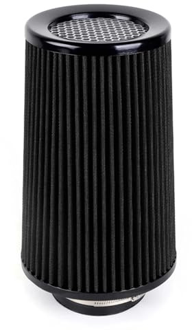 Filtro cónico de admisión de frío: limpiador de lavable y reutilizable for mejorar la eficiencia del motor(Black)