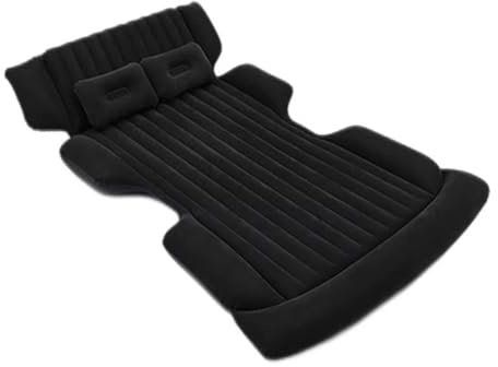 Campingsäng Bil Uppblåsbar Madrass Fällsäng Resor Sova Luftbädd Flockningsmaterial Har pump Utomhuscamping bilsäng(Black)