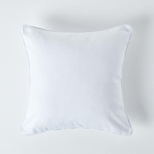 HOMESCAPES Copricuscino 45x45 cm in 100% Cotone – Fodera Decorativa con Cerniera Invisibile – Bianco Sporco – Lavabile in Lavatrice