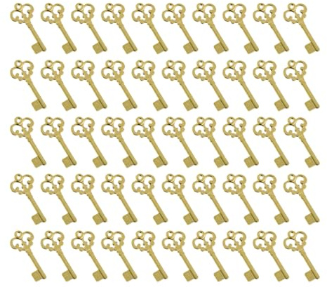 rosenice 100 stück Vintage Schlüssel Anhänger zum Basteln für DIY Schmuck Halskette (Gold)