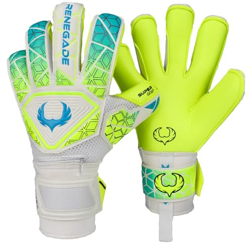 Renegade GK Vortex Wraith Goalie Gloves | 3.5+3mm Hyper Grip & 4mm Duratek | Neon Yellow & Blue Goal Keeper Gloves (Size 10, Adult, Mens, Roll Hybrid Cut, Level 3)