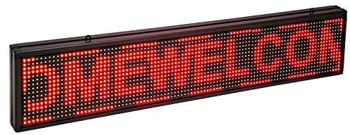 TECNOLUX EURO.Pantalla de aluminio para señalización electrónica LED, letras rojas, dimensiones 132 cm x 20 cm x 5 cm