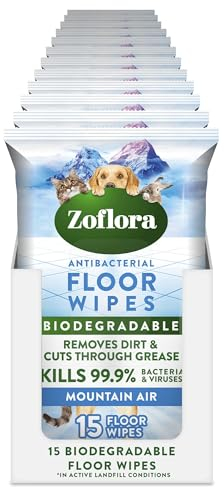 Zoflora Mountain Air Floor Wipes, 12 Pack x 15 Pack, Antibacterial & Multi-Surface Floor Cleaning, Removes Dirt & Odours, Kills 99.9% of Bacteria & Viruses.