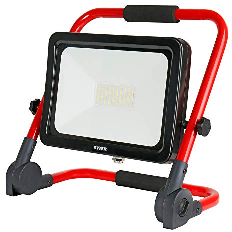 STIER SMD LED Baustrahler Basic, 4000 Lumen, 50 W, Arbeitsscheinwerfer mit 6500 Kelvin Farbtemperatur, Bauscheinwerfer mit Wasser- und Staubschutz, Fluter für Baustelle