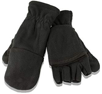 fashionchimp ® Halbfinger-Handschuh für Herren mit Kappe aus Fleece, Magnetbefestigung und Thinsulate (Schwarz)