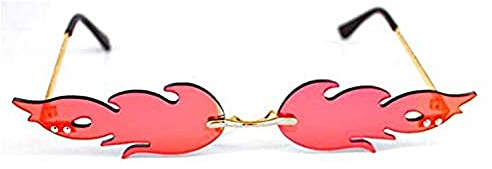 XLKJ Flamme Gafas de sol para mujer, gafas de sol sin montura, sombras metálicas, unisex punk estilo gafas de sol (rojo)