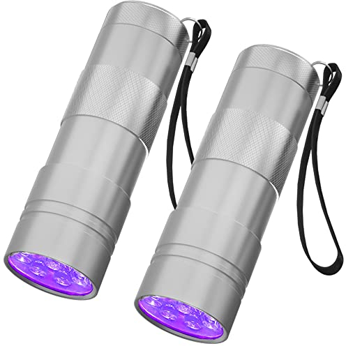 COSOOS Black Light Flashlight, 2 Pack 12LED 395nm UV Handheld Black Light, Mini Torch Light, Dogs Urine Detector for Dry Urine Stains, Bed Bugs and Scorpions.