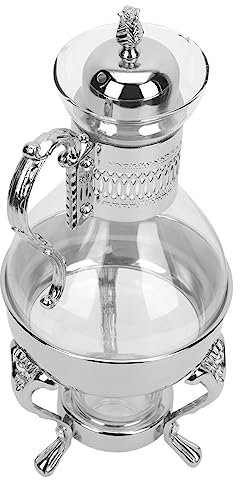 Yardwe Cafetera Jarra De Calentable Diseño Retro Tetera Tetera Fabricada Aleación De Zinc y Vidrio