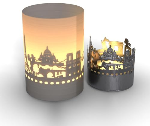 Paris Skyline Tube T-Light skuggspel – romantiskt motivljus projicerad siluett från Paris – perfekt souvenir för Parisfans