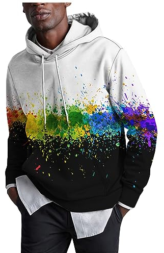 Herren T Shirt Sweatshirt Herren Langarmshirt Herren Kompressionsshirt Herren Poloshirt Herren Kurzarm Geschenke Für Männer Fleecejacke Herren Strickjacken Für Herren Y2k Zip Up Hoodie（6-White,M）
