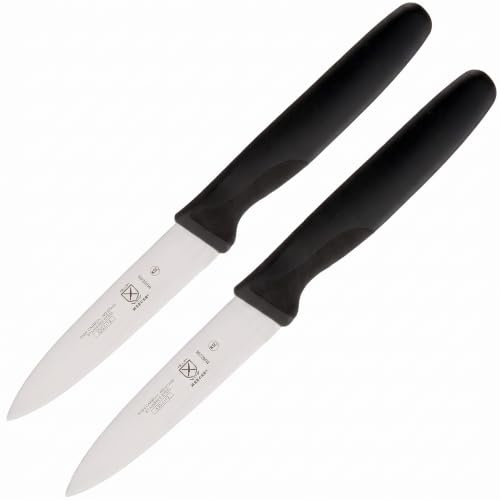 Mercer Culinary M23900P Millennia 3-Inch Stainless Steel Slim Paring Knife, Black (Pack of 2)