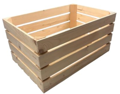 BAS Grande caisse en bois 60 x 40 x 30 cm – Caisse de rangement en bois massif – Caisse à fruits, à vin, à pommes – Boîte décorative et cadeau – Boîte en bois vintage pour pommes de terre, fruits et