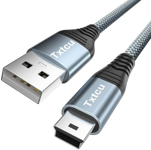 Txtcu Mini USB Cable 4M, USB 2.0 Type A to Mini B Cable Support Data Sync and Charging Lead Compatible with Hero 4/3, PS3 Controller, Dash Cam, SatNav, GPS Receiver, PDAs, Camera