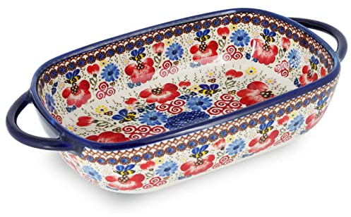 Ceramic Baking Dish For Oven, Small Casserole Dish With Handles, Ceramic Oven Bakeware-bee and flower-rectangle 700ml