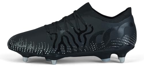 Canterbury Adult Unisex Speed Infinite Pro Soft Ground Rugby Boots | Lightweight Design | Breathable | Grip Texture Soft Ground Rugby Boots, Black/Silver Metallic, 8