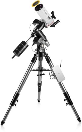 Bresser Messier MC-100/1400 EXOS-2 PMC-Eight Goto Teleskop-set, bländare 100 mm, brännvidd 1400 mm, solfilter, Wi-Fi-kontroll