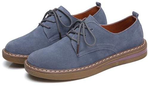 Mocassini con Lacci Donna in Pelle Scamosciata Casual Comodo Mocassini Scarpe Basse per Ufficio Guida Lavoro 39 Blu