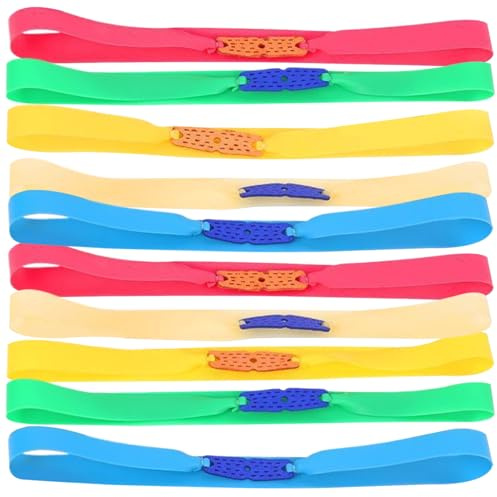 HoveeLuty Frameless Slingshot Bracelet 10 Pcs Flat Elastic Slingshot Replacement Bands Portable Cuttable with Microfiber Pouch Silent Rubber Sling Shot Tubing for Hunting, Randomly Colored